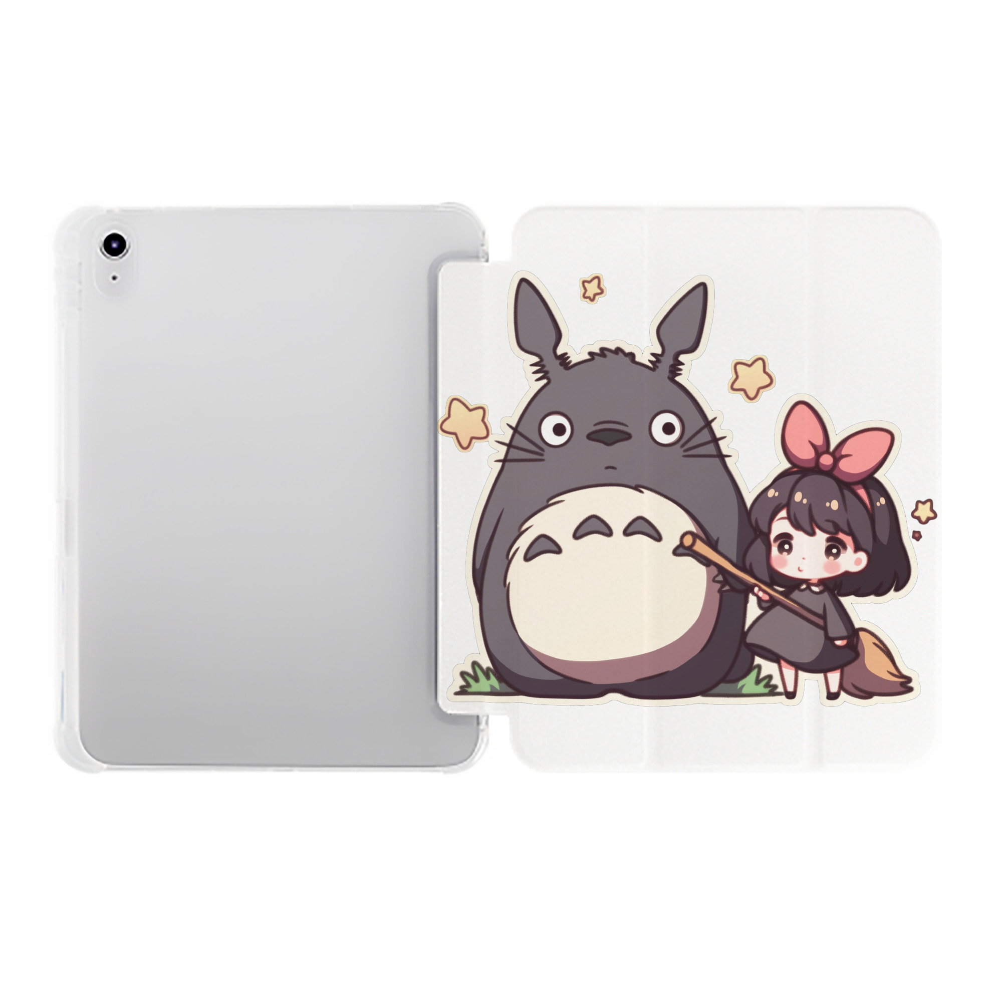 （画像用） となりのトトロ 草壁メイ 草壁サツキ My Neighbor Totoro Satsuki Kusakabe Mei Kusakabe IPad ケース ペン収納付き 三つ折りスタンド PUレザー×シリコン 対応機種9.5/10.5/10.9インチ